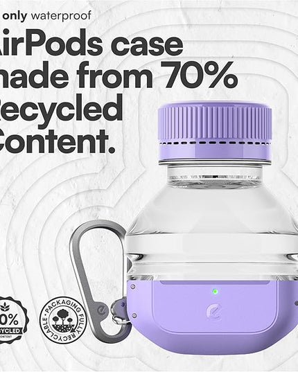 Keybudz for AirPods Pro 2 Case with Lock - Fully Waterproof AirPods Pro 2nd Generation Case Cover - Keychain, Rugged Tough Protection, Hard Shell and Carabiner for USB-C/Lightning (Wild Lavender)