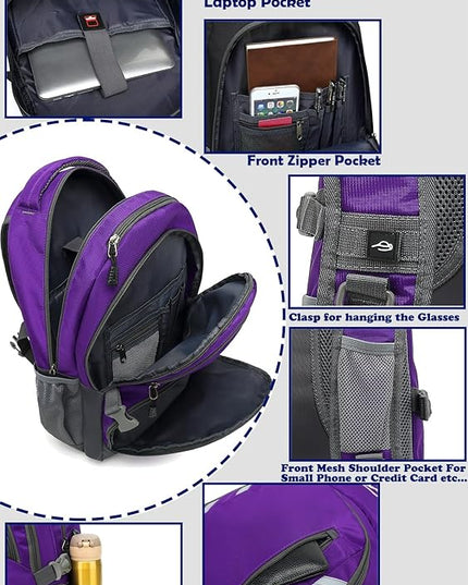 ProEtrade Backpack Bookbag for College Laptop Travel, Fit Laptop Up to 15.6 inch with USB Charging Port Multi Compartment Anti theft, Gift for Women Men (Purple)