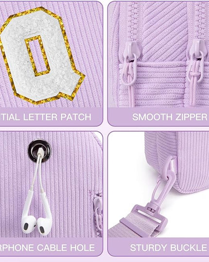 Viverte Small Corduroy Sling Bag Initial Crossbody Bag Fanny Pack for Girls Personalized Birthday Gifts for Teen Girls Gifts