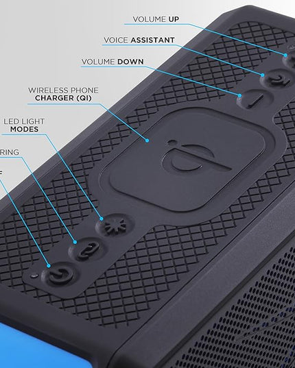 Altec Lansing Loud Portable Speakers Bluetooth Wireless Waterproof - MultiColor LED, 20 Hour Playtime, Mount Included | HydraBLAST 2.0 Magnetic Bluetooth Speaker for Travel, Home and Outdoor Adventure