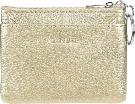 Women's Genuine Leather Coin Purse Mini Pouch Change Wallet with Keychain