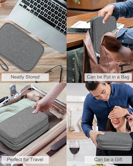FYY Electronic Organizer, Large Travel Cable Organizer Bag Pouch Electronic Accessories Carry Case Portable Waterproof Double Layers All-in-One Storage Bag for Cable, Cord, Charger, Phone, Dark Grey