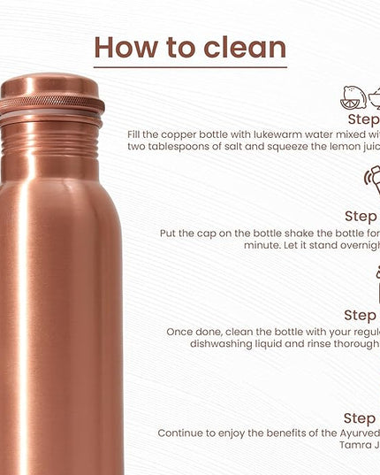 34 Oz Pure Copper Water Bottle – Leak-Proof Hammered Design with Tumbler, Carrying Bag & Smooth Finish Decorative – Copper Water Bottle