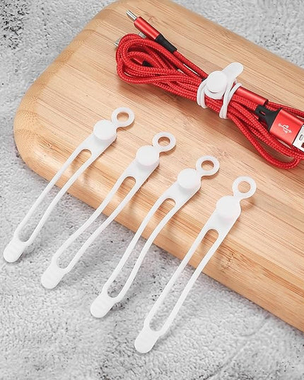 25 Pcs Silicone Cable Ties, Reusable Cable Straps Wire Organizer, Cable Management Cord Organizer for Fastening Earphone Phone Charger Home Office Desk Kitchen Appliances Cable Cords Wires