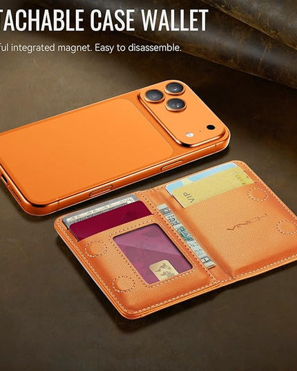 Vinich for MagSafe Wallet Magnetic RFID Blocking Card Holder Compatible with MagSafe Phones and Cases, Strong Magnet Minimalist Phone Wallet for iPhone 17/16/15/14/13/12/Pro/Max/Plus, Orange