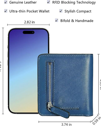 AINIMOER Small Leather Wallet for Women, Ladies Credit Card Holder RFID Blocking Women's Mini Bifold Pocket Purse