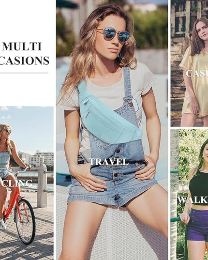 MAXTOP Large Crossbody Fanny Pack with 4-Zipper Pockets,Gifts for Enjoy Sports Festival Workout Traveling Running Casual Hands-Free Wallets Waist Pack Phone Bag Carrying All Phones