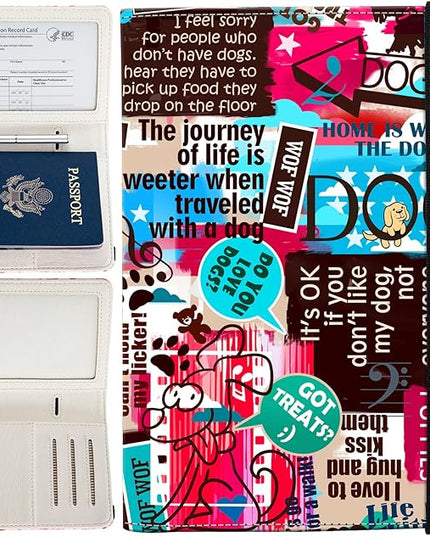 Passport Holder,Cute Passport Cover,Travel Wallet with Credit Card Slots Rfid passport Wallet Waterproof Documents Organizer Women Men (Dog)