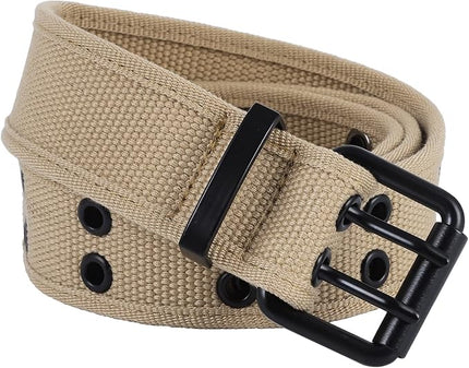 moonsix Canvas Web Belts for Men,Solid Color Casual Double Hole Grommet Belt