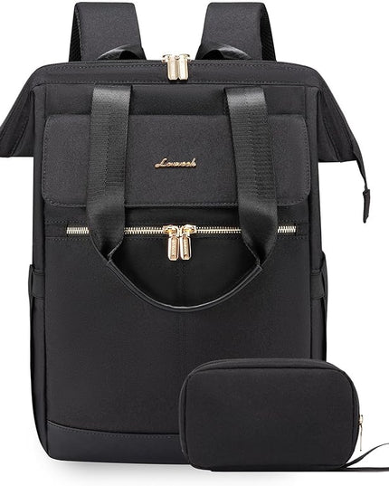 LOVEVOOK 17.3 Inch Laptop Backpack for Women, Large Capacity Travel Backpack with Organizer Bag, Waterproof Carry on Backpack Work Bag with USB Port, Teacher Nurse Backpack Purse, 2PCS, Black