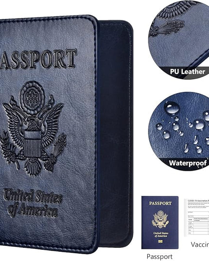 Eoehro Passport Holder for Travel Essentials-2Pack, Passport Wallet Cover Case for Travel Must Haves Accessories,Passport Book Holders for Women and Men