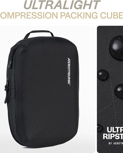 Aerotrunk Ultralight Compression Packing Cubes - Lightweight Travel Organizers for Suitcases and Luggage (3-Pack, Black)