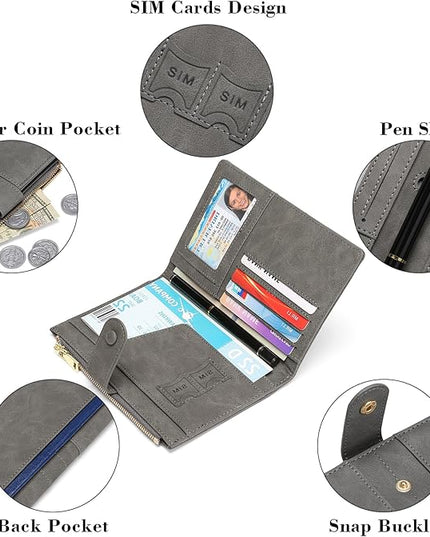RFID Blocking Leather Passport Wallet Cover Case with Pen and Card Slots Travel Wallet for Women/Men Travel Must Haves Accessories