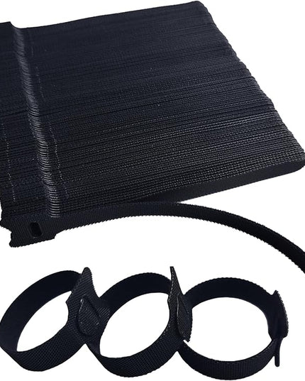 200 PCS 6 Inches Black Reusable Cable Ties, Adjustable Cord Straps, Cable Organizer, Cord Wrap and Hook Loop Cords Management