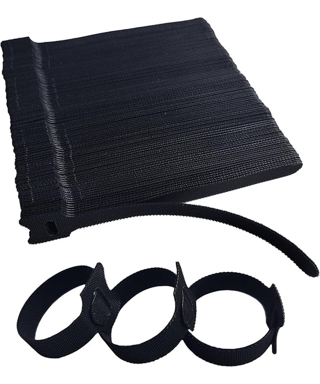 200 PCS 6 Inches Black Reusable Cable Ties, Adjustable Cord Straps, Cable Organizer, Cord Wrap and Hook Loop Cords Management