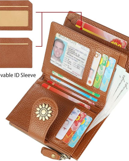Lavemi Womens Leather Wallet Small Compact RFID Blocking Credit Card Case Purse with Zipper Pocket | Small, Compact, RFID Blocking, Zipper Pocket, Small, Compact