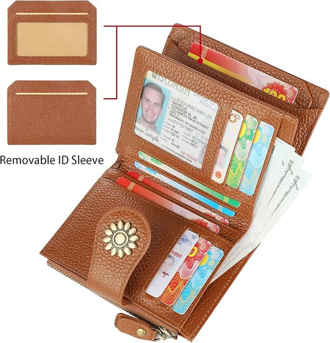 Lavemi Womens Leather Wallet Small Compact RFID Blocking Credit Card Case Purse with Zipper Pocket | Small, Compact, RFID Blocking, Zipper Pocket, Small, Compact