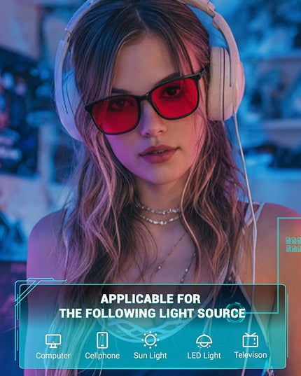 TIJN Blue Light Glasses for Men Women - Red Light Glasses for Computer Gaming - Dual AR Coating Lens - Screen Fatigue & UV Protection