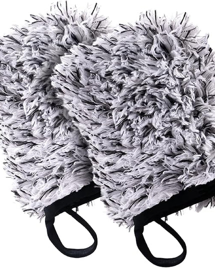VIKING Wheel Cleaner Mitts for Car, Microfiber Wheel Cleaner for Car Detailing and Rims, Black and White, 5.5 Inch x 4.4 Inch, 2 Pack
