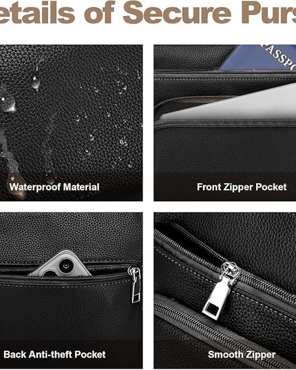 Anti-Theft Crossbody Purse for Women, Crossbody Shoulder Bag with Built-in Wallet & RFID Blocking for Travel Workout