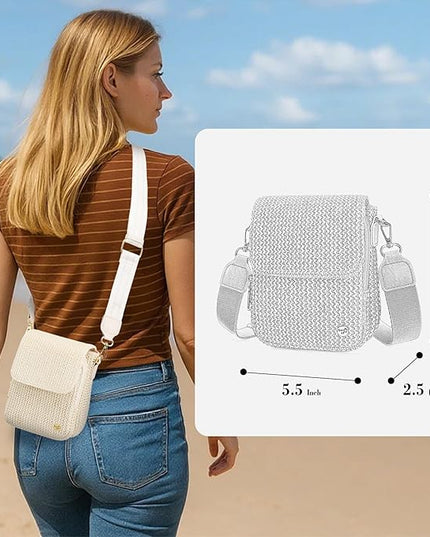 Haytijoe Straw Crossbody Bags for Women Small Summer Purse Woven RFID Cross Body Phone Wallet for Beach Hawaiian Travel Gifts