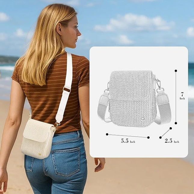 Haytijoe Straw Crossbody Bags for Women Small Summer Purse Woven RFID Cross Body Phone Wallet for Beach Hawaiian Travel Gifts