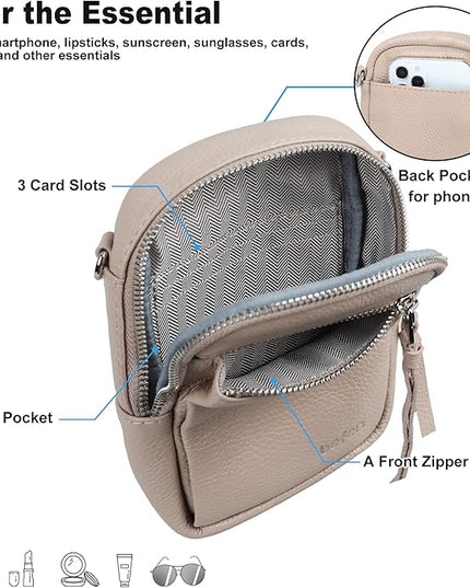 befen Genuine Leather Crossbody Cell Phone Purse for Women, Small Zip Around RFID Blocking Crossbody Wallet Bags