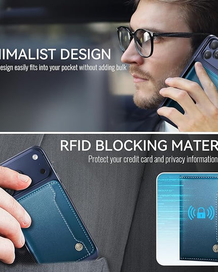 Vinich for MagSafe Wallet Magnetic RFID Blocking Card Holder Compatible with MagSafe Phones and Cases, Strong Magnet Minimalist Phone Wallet for iPhone 17/16/15/14/13/12/ Pro/Max/Plus, Blue
