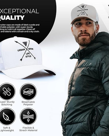 Urban Effort Mesh Back Cap - for Men and Women Baseball Hat 5-Panel Trucker Hat - Great Snapback Closure for Hunting & Hiking