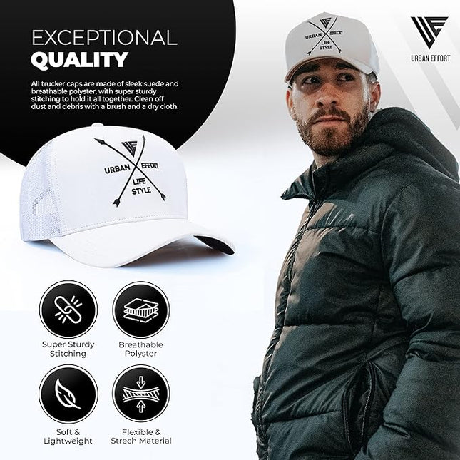 Urban Effort Mesh Back Cap - for Men and Women Baseball Hat 5-Panel Trucker Hat - Great Snapback Closure for Hunting & Hiking