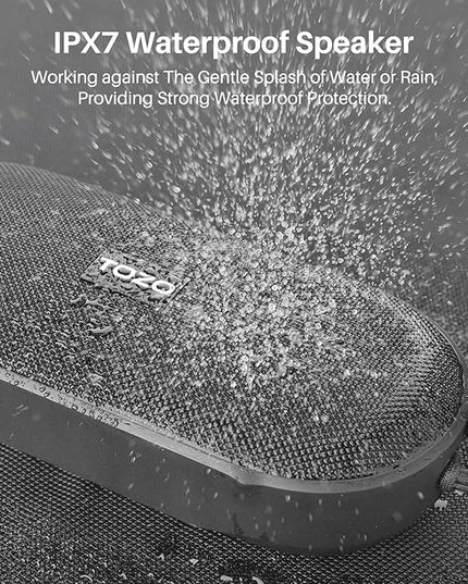 TOZO PA1 Bluetooth Speaker Built-in Microphone Stereo Sound, 25H Playtime, IPX7 Waterproof Shower Speaker, Portable Wireless Speaker with EQ Mode, APP Control, Dual Pairing for Home, Travel, Black