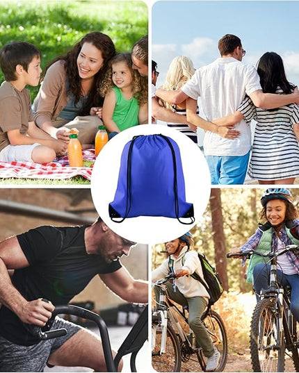 KUUQA 50Pcs Blue Drawstring Backpack Bag Sack Drawstring Bags Bulk String Bags Storage Bags for Sport Gym Traveling