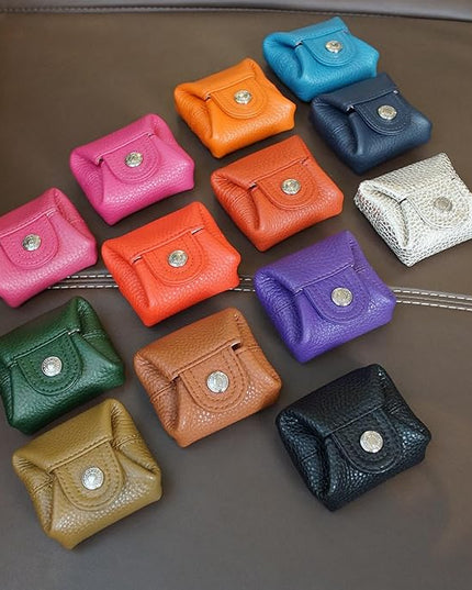 Cockatoo Genuine Leather Coin Pouch Change Holder Mini Snap Pocket Wallet for Men Women (Small, GANACHE)