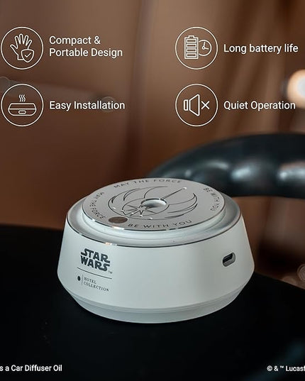 Hotel Collection | Star Wars ™ - Light Side Chauffeur Car Diffuser | Jedi| White Luxury Portable Essential Oil | Aromatherapy Oils Scent Car Diffuser | Auto On/Off Wireless Feature