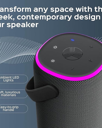 TREBLAB HD-Energy-Pro Outdoor Wireless Speakers with Bluetooth – Immersive 40W Audio, IPX6 Waterproof, 18H Battery, RGB Light, USB Playback, TWS, Built-in Mic – Portable Desktop Bluetooth Speaker