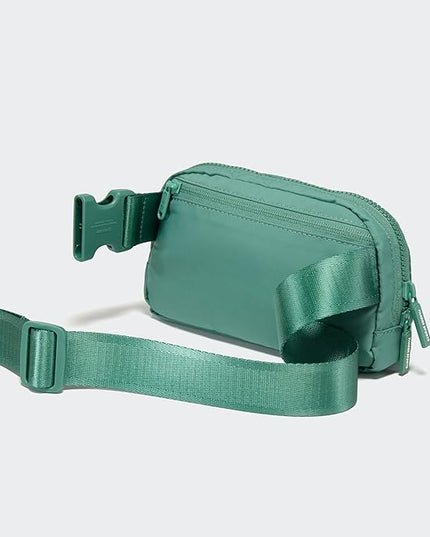 Pander Two Way Zipper Fanny Pack Nylon Everywhere Belt Bag for Women, Water Repellent Waist Packs, Crossbody Bags with Adjustable Strap (Eucalyptus Green)