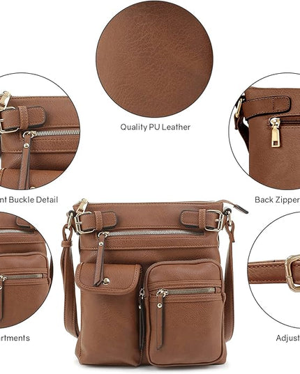 SG SUGU Katie Lightweight Medium Crossbody Bag Shoulder Bag with Multi Pocket for Women