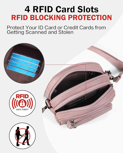 FADEON Small Purses for Women Crossbody Bags, Designer PU Leather Mini Cross Body Purse Travel Shoulder Bag Card Slots