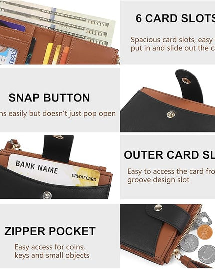yiijay Small Wallet for Women RFID Blocking Tassle Bifold Slim Thin Leather Wallet Credit Card Holder Wallet Ladies Mini Wallet with Zipper Pocket
