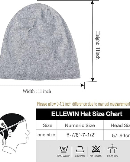ELLEWIN Cotton Slouchy Beanie Hip-Hop Soft Lightweight Running Beanie Adult Dwarf Hats Chemo Cap for Men Women