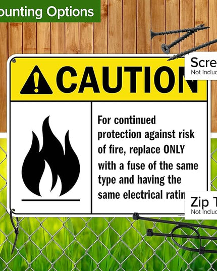 Warning For Continued Protection Against Risk Of Fire Replace Sign, 24x30 Inches, 55 mil thick HDPS (high density polystyrene), Made in USA by My Sign Center