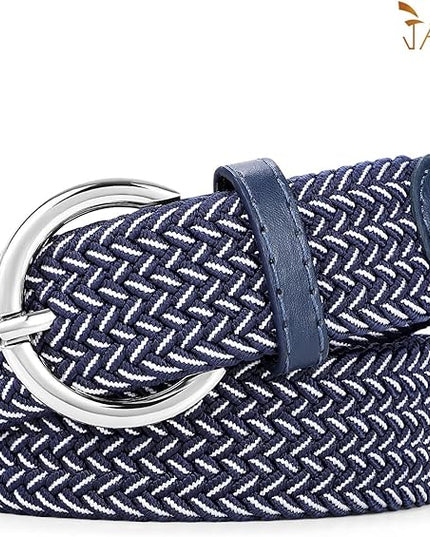 JASGOOD Women Men Braided Woven Elastic Stretch Belt Golf Canvas Casual Belt for Jeans Pants