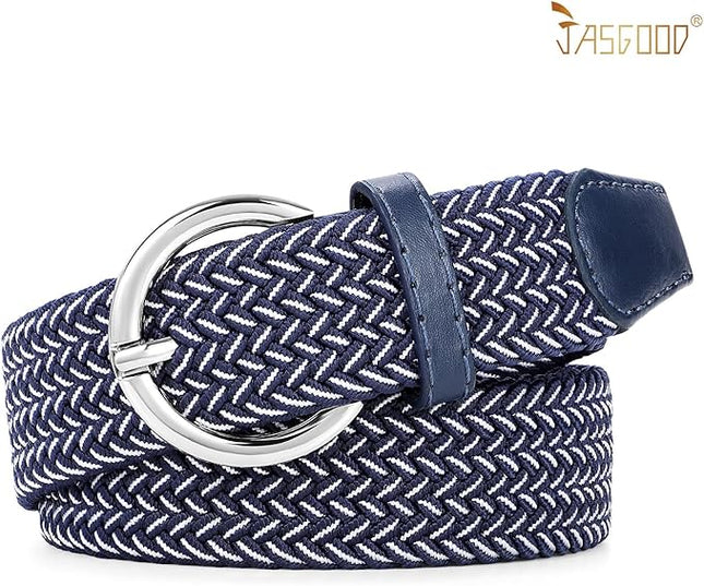 JASGOOD Women Men Braided Woven Elastic Stretch Belt Golf Canvas Casual Belt for Jeans Pants