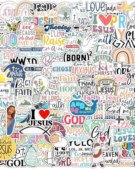 100 Pack Inspiring Christian Stickers for Water Bottles, Laptops, Phone Cases, Waterproof Vinyl, Religious Easter Gifts, Bible Verse Stickers, Christian Gifts for Kids, Teens, Girls and Boys (Faith)