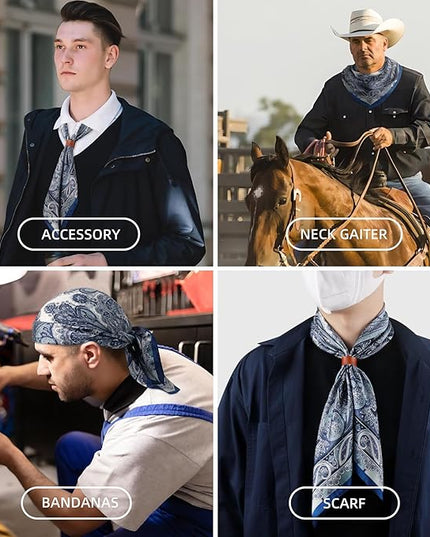 27.5 Inches Square Silk Feeling Neck Scarf for Men Necktie Silk Bandanas Pocket Square Cowboy Scarves