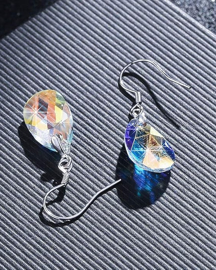 Teardrop Austrian Crystal Drop Dangle Earrings for Women 925 Sterling Silver Hook Hypoallergenic Jewelry