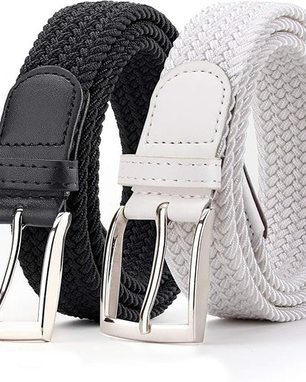 Radmire 2 Pack Elastic Braided Woven Canvas Belts for Men and Women