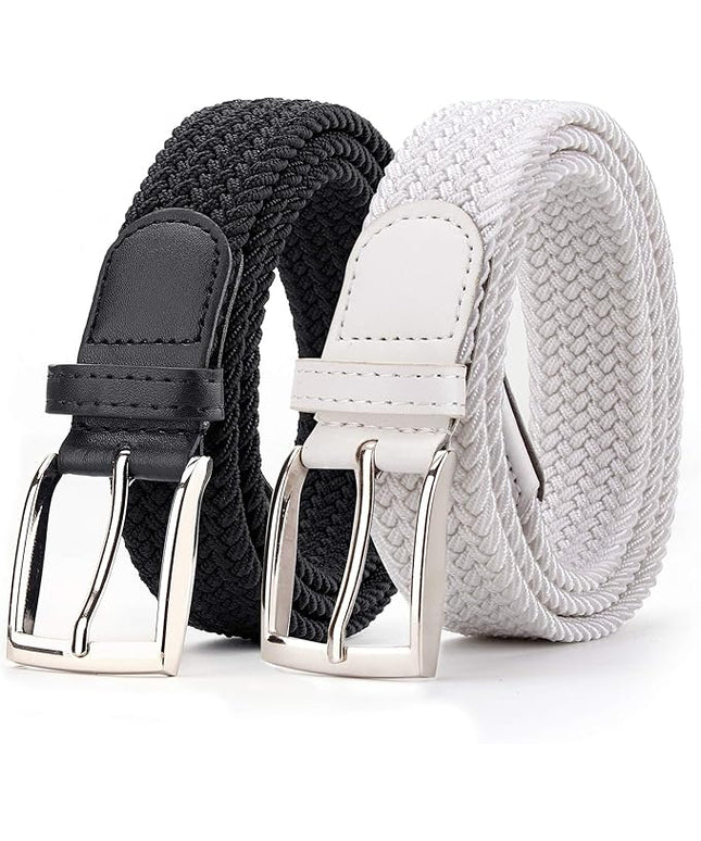Radmire 2 Pack Elastic Braided Woven Canvas Belts for Men and Women