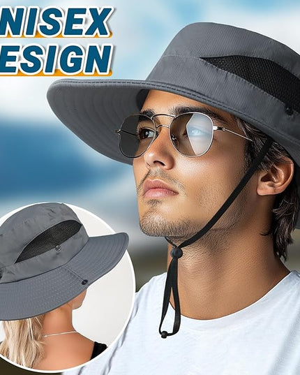 NPQQUAN Sun Hats for Men Women with Neck Flap UPF 50+ UV Protection Wide Brim Bucket Hat Safari Hiking Fishing Hats