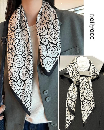 Dailyacc Hair Bandanas Scarf For Women Lightweight Fashion Neck Silk Satin Head Scarves For Sleeping Handbags Scarf